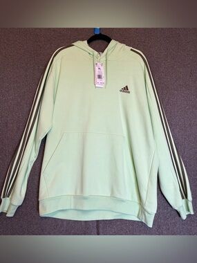 adidas Light Green Pullover Hoodie with Black Logo